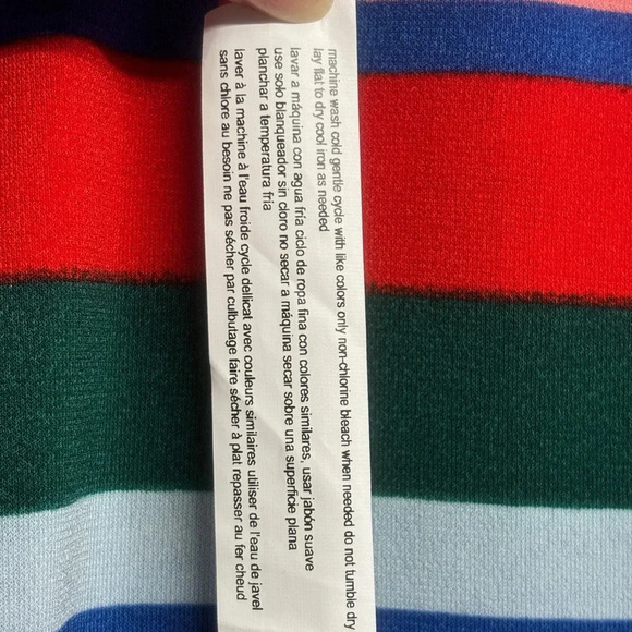 NWT Eloquii Printed Fit and Flare Midi Dress Rainbow Stripe Mock Neck Stretch 18 - Picture 5 of 8